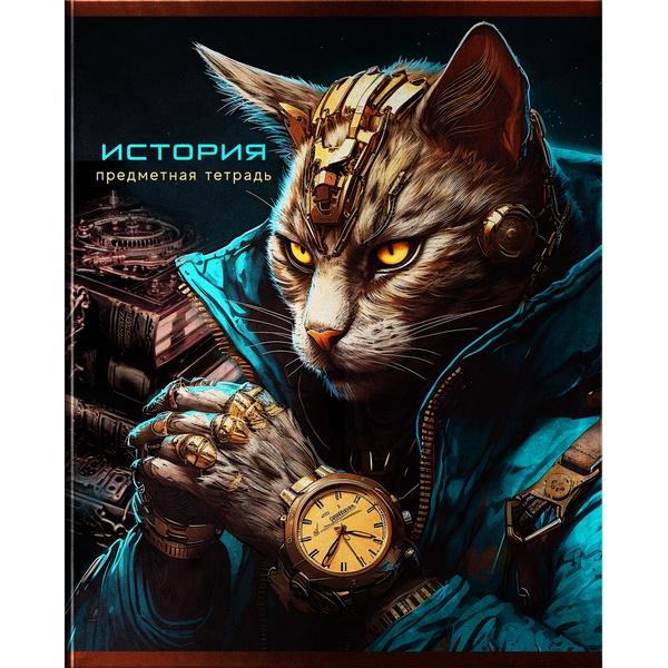 Тетрадь предметная А5, 48 л., клетка, 60 г/м², металлиз., BG Мир будущего_История  Акция!