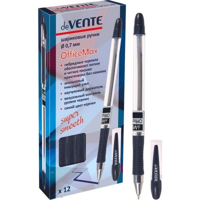 Ручка шариковая синяя, 0.7 мм "игла", эрг. грип, метал. н-к, deVENTE OfficeMax Ручка шариковая синяя, 0.7 мм "игла", эрг. грип, метал. н-к, deVENTE OfficeMax