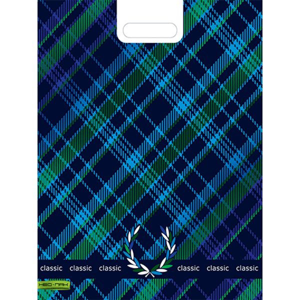 Пакет с вырубной ручкой, 47*38 см, полиэтилен 60 мкм, Классическая клетка