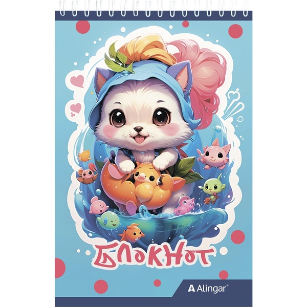 Блокнот на гребне, А6, 60 л., клетка, 60 г/м², Alingar Kawaii_Малыши Блокнот на гребне, А6, 60 л., клетка, 60 г/м², Alingar Kawaii_Малыши
