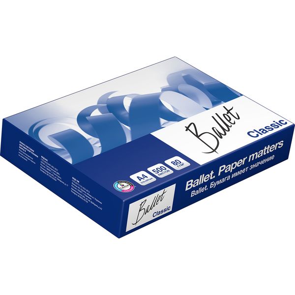 Бумага BALLET Classic А4, 500 л., 80 г/м2, белизна CIE 153%, класс B Бумага BALLET Classic А4, 500 л., 80 г/м2, белизна CIE 153%, класс B