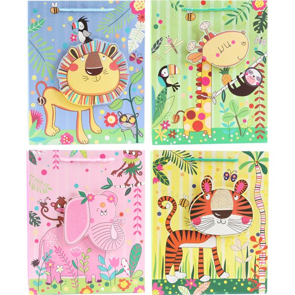 Пакет подарочный, 26*32*10 см, мел. бумага 210 г/м², матовый, deVENTE Jungle 3D_4 дизайна Акция!