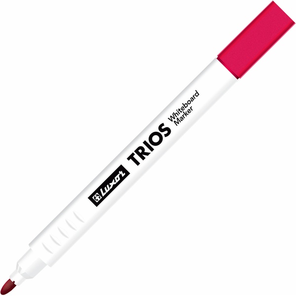 Маркер для м/м доски, красный, пулевидный, 2.5 мм, трехранный корпус, Luxor Trios