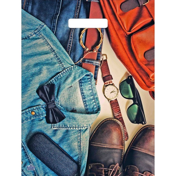 Пакет с вырубной ручкой, 40*31 см, полиэтилен 60 мкм, Деним  Пакет с вырубной ручкой, 40*31 см, полиэтилен 60 мкм, Деним