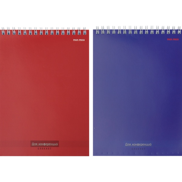 Блокнот на гребне А5, 80 л., клетка, 60 г/м², Prof-Press Для конференций (однотонный)_2 дизайна