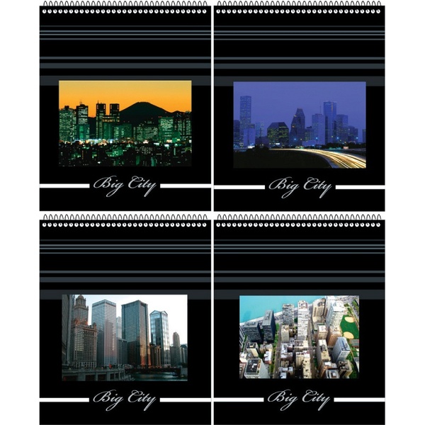 Блокнот на пружине А5, 70 л., клетка, 65 г/м², обл. мел. картон, уф-лак, КБК Город_4 дизайна Акция!