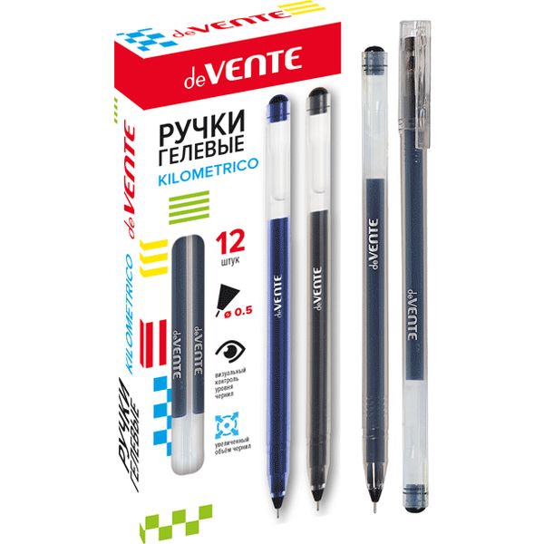 Ручка гелевая, черная, d=0.5 мм, линия 0.3 мм, н-к игла, 1200 м, deVENTE Kilometrico Ручка гелевая, черная, d=0.5 мм, линия 0.3 мм, н-к игла, 1200 м, deVENTE Kilometrico