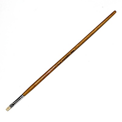 Кисть щетина, №1, плоская, удл. деревянная ручка, лак, СОНЕТ