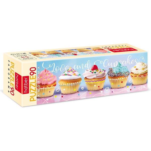 Пазл 90 элементов Hatber Панорама_Вкусные капкейки, 110*290 мм Акция!