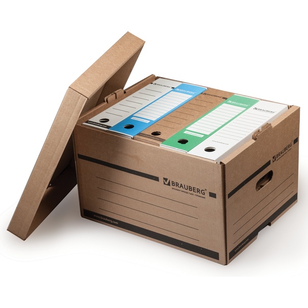 Короб архивный (405х330х265мм), надстраиваемый, с крышкой, гофрокартон, BRAUBERG
