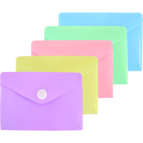 Папка-конверт на кнопке, А7, PP 180 мкм, непрозрачная, deVENTE Pastel_5 цветов