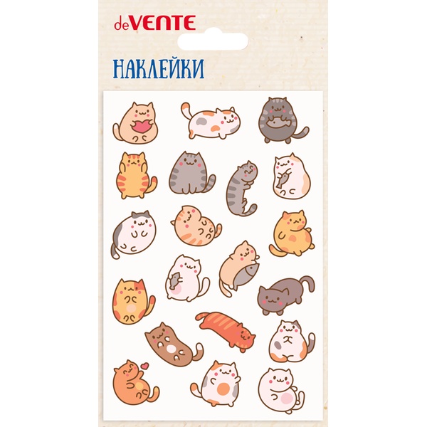 Паф-стикеры (объемные), карточка 100*150 мм, ПВХ, deVENTE Fat kitten