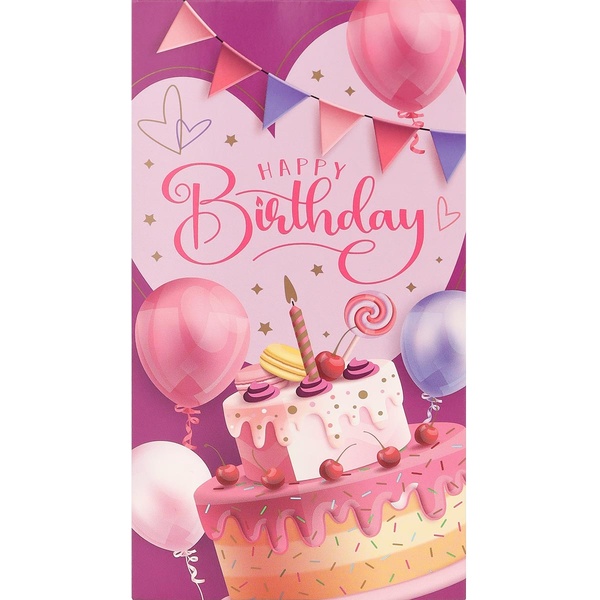 Конверт для денег Happy Birthday Тортик на розовом Конверт для денег Happy Birthday Тортик на розовом