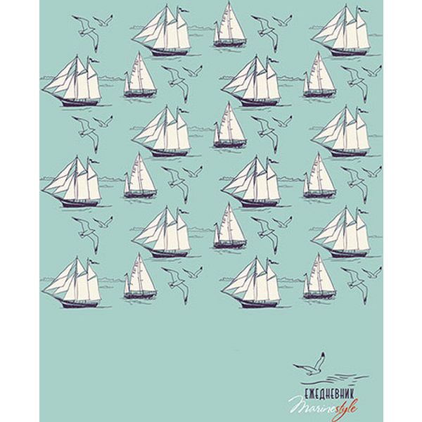 Ежедневник недатированный, А6, 48 л., 65 г/м2, мяг. перепл., на скобе, глянц. лам., Plano Кораблики  Акция!