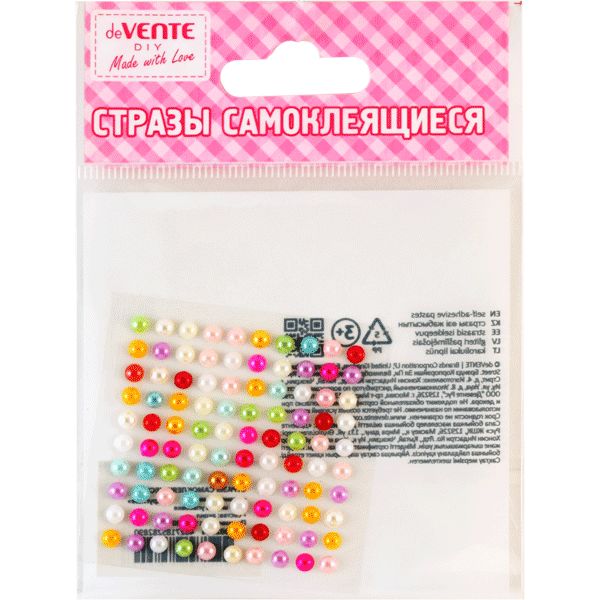 Стразы самоклеящиеся Ø4 мм, 100 шт., цв.: микс, deVENTE Жемчуг