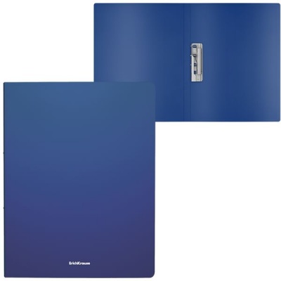 Папка с прижимным механизмом, А4, PP 400 мкм, "песок", 17 мм, ErichKrause Matt Classic/ Синяя