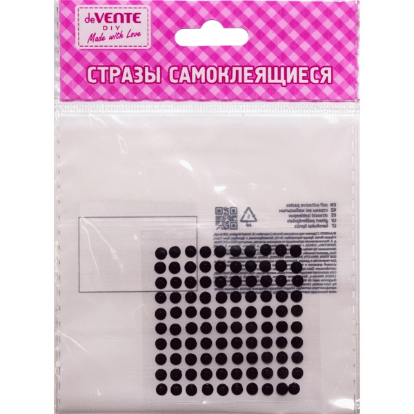 Стразы самоклеящиеся Ø4 мм, 100 шт., цв.: черный, deVENTE Dots (Точки)