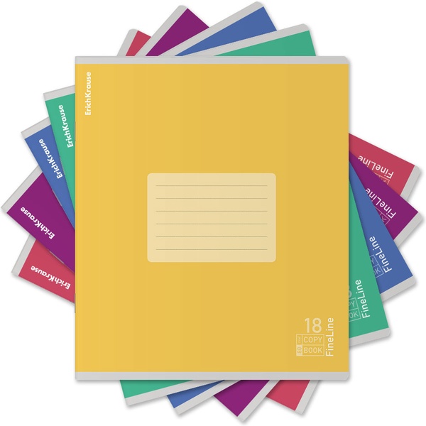 Тетрадь А5, линия, 18 л., на скобе, 80 г/м², мат. лам., ErichKrause FineLine_MIX-PACK