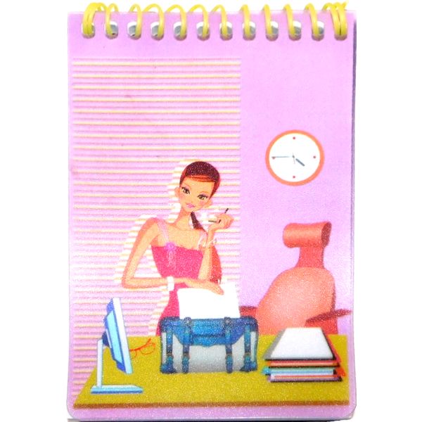 Блокнот на спирали А7, 48 л., клетка, 60 г/м², обл. арт-пластик., J.Otten Современные девушки_ассорти Акция!