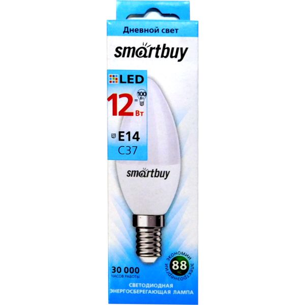 Лампа светодиодная (LED) Smartbuy C37 12W/4000K/E14
