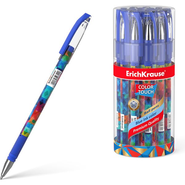 Ручка шариковая синяя, 0.7 мм, рифл. грип, soft-touch, метал. н-к, ErichKrause ColorTouch Stick Patchwork Ручка шариковая синяя, 0.7 мм, рифл. грип, soft-touch, метал. н-к, ErichKrause ColorTouch Stick Patchwork