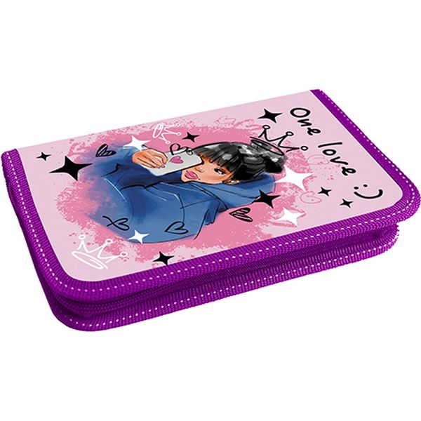 Пенал 1 отд., на молнии, 200*130*30 мм, лам. картон, откидная планка, софт-тач, LAMARK Селфи