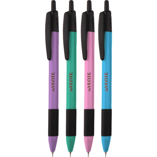 Ручка шариковая автомат., синяя, Ø 0.7 мм "игла", трехгран., эрг. грип, speed pro, deVENTE Pastel_4 дизайна