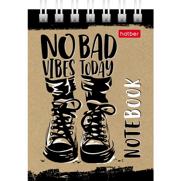 Блокнот на гребне А7, 40 л., нелинованный, Hatber Today vibes, тонир. блок, 5 дизайнов Блокнот на гребне А7, 40 л., нелинованный, Hatber Today vibes, тонир. блок, 5 дизайнов