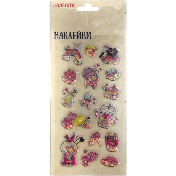 Паф-стикеры (объемные) deVENTE Shake it!_Sweety, конфетти, тиснение, 90*180 мм Паф-стикеры (объемные) deVENTE Shake it!_Sweety, конфетти, тиснение, 90*180 мм