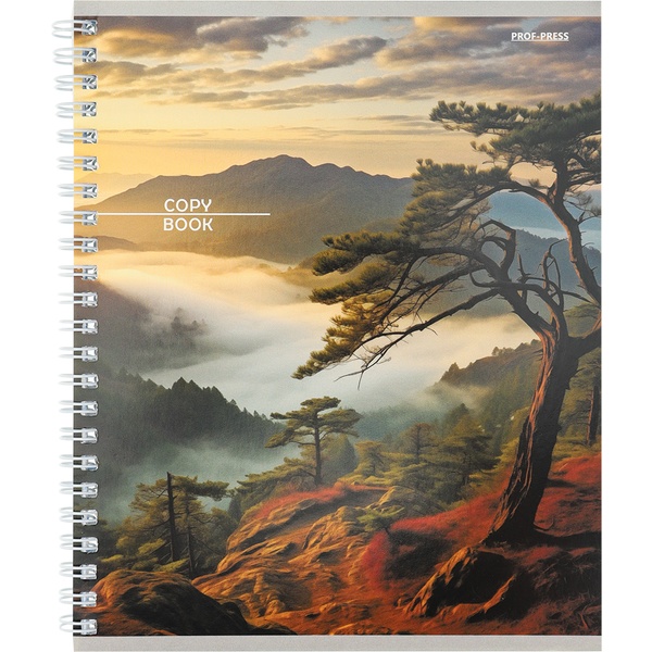 Тетрадь А5, клетка, 80 л., на гребне, 60 г/м², мел. картон, Prof-Press Горные пейзажи_2 дизайна