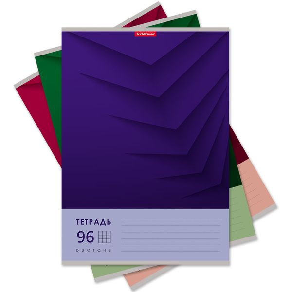 Тетрадь А4, клетка, 96 л., на скобе, 60 г/м², ErichKrause Дуотон_3 диз._МИКС