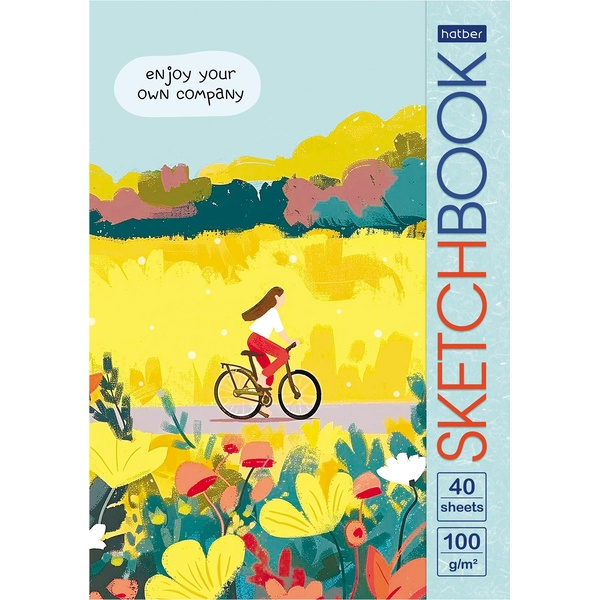 Скетчбук А5, на склейке, 40 л., бел. блок 100 г/м², Hatber Premium Наедине с собой_2 дизайна  Акция!