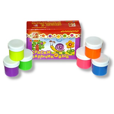 Краски пальчиковые 6 цветов (флуо) по 40 мл, ЛУЧ Кроха