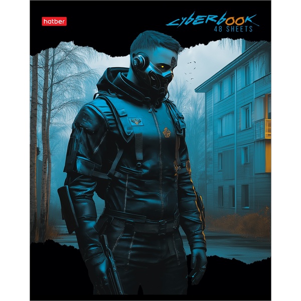 Тетрадь А5, клетка, 48 л., на скобе, 65 г/м², глянц. лам., Hatber CyberPunk_5 дизайнов