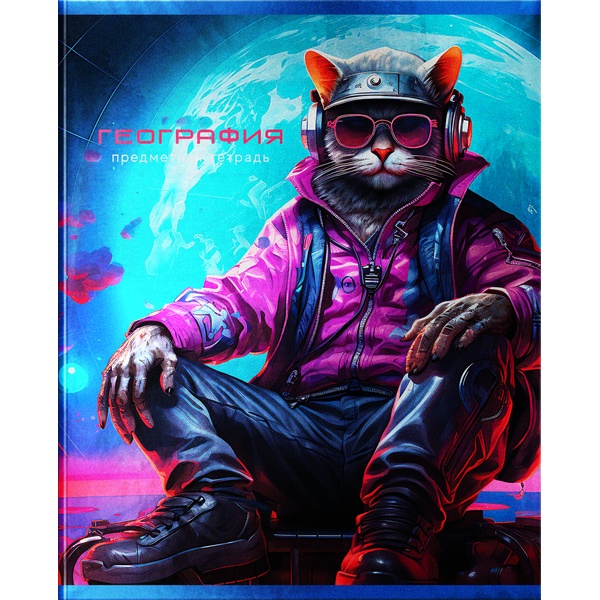 Тетрадь предметная А5, 48 л., клетка, 60 г/м², металлиз., BG Мир будущего_География  Акция!