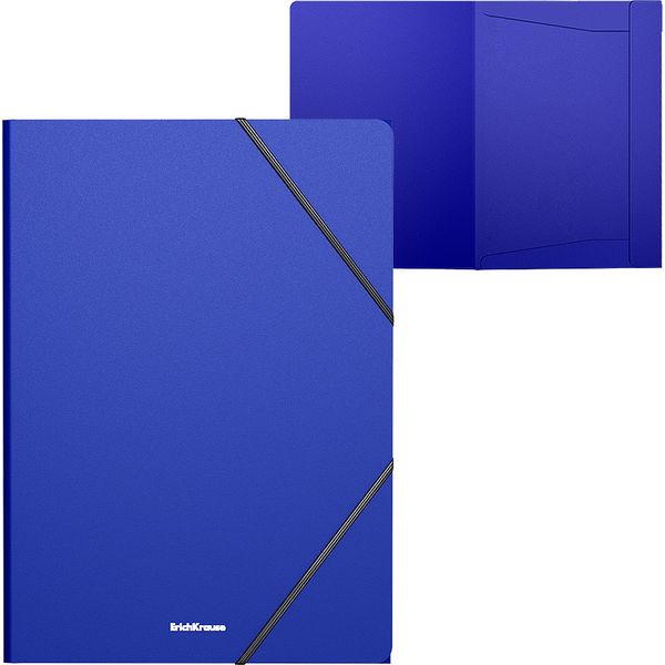 Папка на резинках, A4, PP 400 мкм, "песок", ErichKrause Matt Classic_синяя