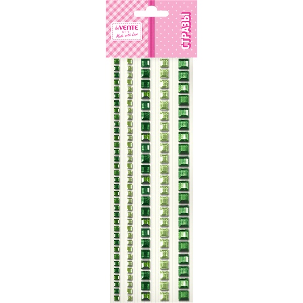 Стразы самоклеящиеся, 153 шт., квадратные, 5 р-ров, цв.: изумрудный, deVENTE DIY Jewelry Inspiration