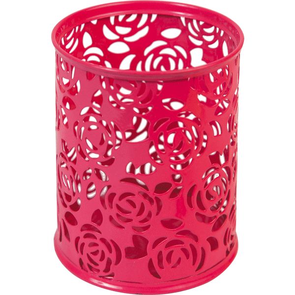 Органайзер для канцелярии (стакан) deVENTE, металлический ажурный, цилиндрический, ярко-розовый Акция!