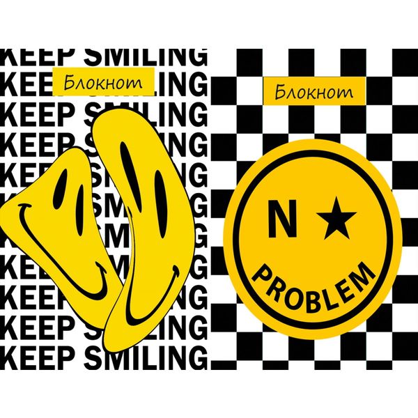 Блокнот на склейке А7, 48 л., клетка, 60 г/м², Prof-Press Классические смайли_2 дизайна   Акция!