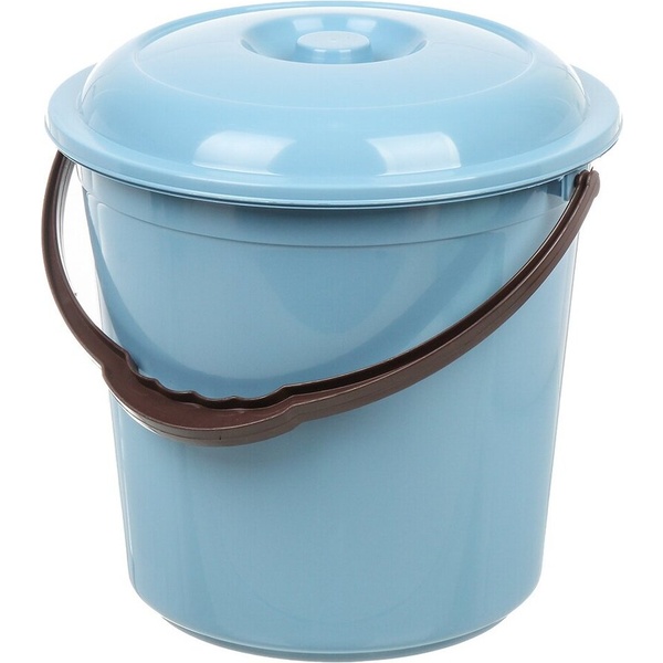 Ведро хозяйственное 10 л., с крышкой, пластмас., мерная отметка, сине-серое, SparkPlast IS40022/2