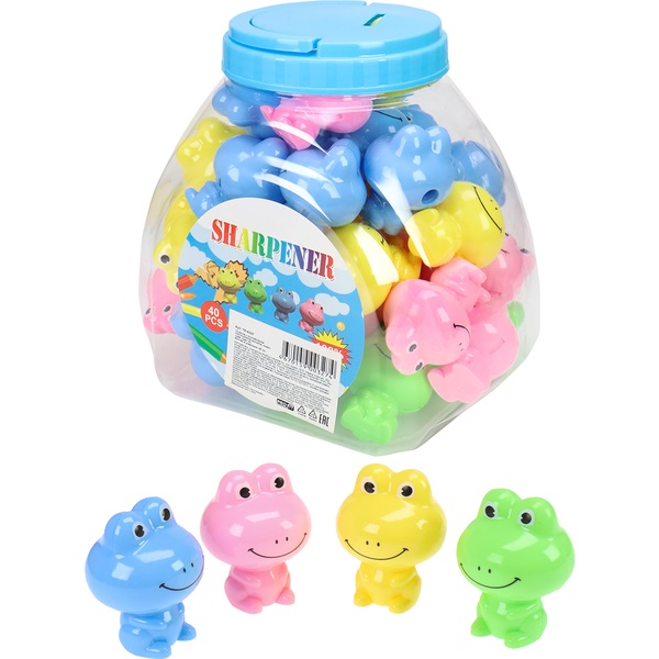 Точилка пластиковая, 1 отв., контейнер, Profit Лягушонок_4 дизайна