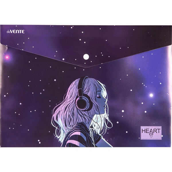 Папка-конверт на кнопке, А4, PP 180 мкм, непрозрачная, deVENTE Listen To Your Heart Папка-конверт на кнопке, А4, PP 180 мкм, непрозрачная, deVENTE Listen To Your Heart