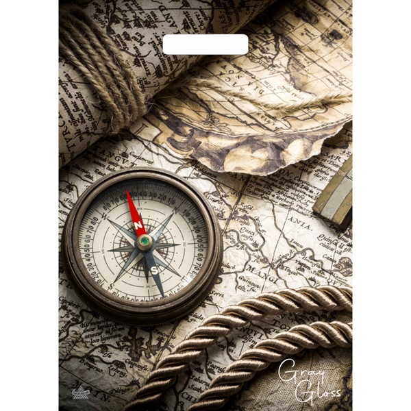 Пакет с вырубной ручкой, 31*43 см, полиэтилен 50 мкм, Грэй Глосс_Карта