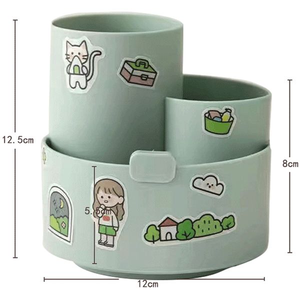 Органайзер для канцелярии deVENTE Orbit, пластиковый, вращающийся, 3 отд., фисташковый