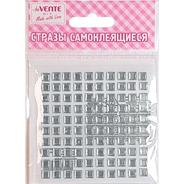 Стразы самоклеящиеся 6*6 мм, 100 шт., цв.: хром, deVENTE Square (Квадрат)