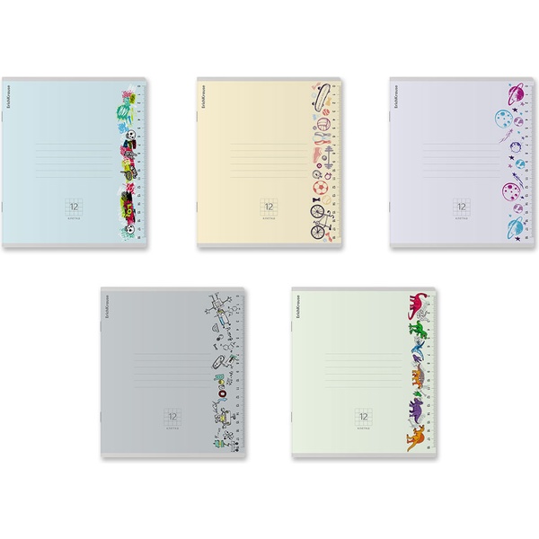 Тетрадь А5, клетка, 12 л., на скобе, 60 г/м², ErichKrause Ruler Hobby_MIX-PACK