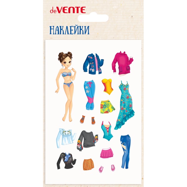 Паф-стикеры (объемные) deVENTE Одевайка_Модель, мягкие, карточка 100*150 мм