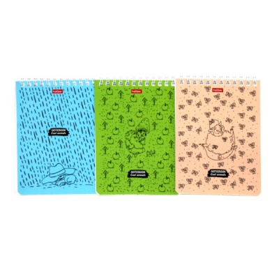 Блокнот на гребне А6, 40 л., клетка, 65 г/м², уф-лак, Hatber COOL Animals_6 дизайнов Блокнот на гребне А6, 40 л., клетка, 65 г/м², уф-лак, Hatber COOL Animals_6 дизайнов