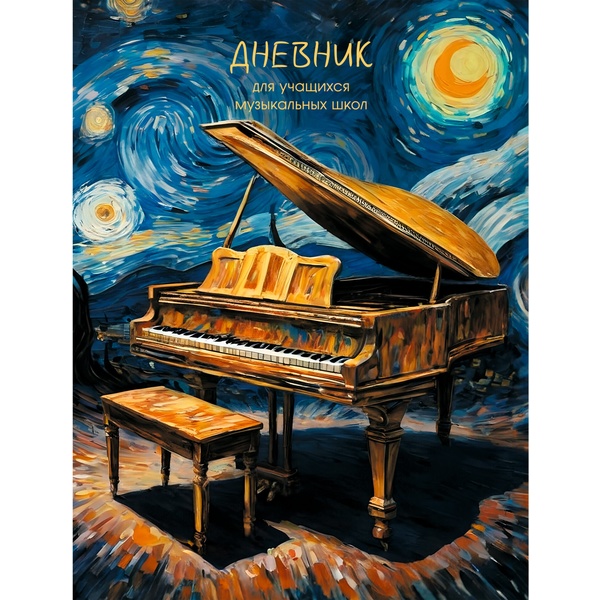 Дневник для музыкальной школы, А5, 48 л., 70 г/м², 7БЦ, мат. лам., тисн. фольгой, Listoff Дизайн 8