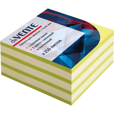 Бумага для заметок с клеевым краем, 50*50 мм, 250 л., 75 г/м², зеленая/салатовая, deVENTE